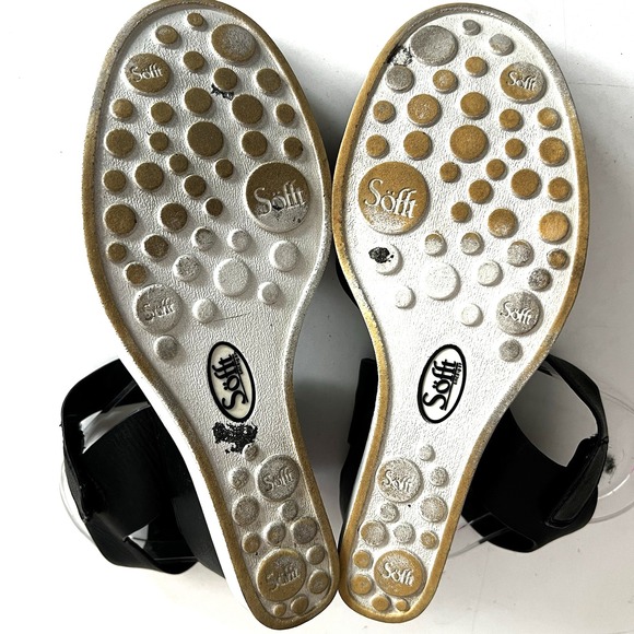 Sofft Verdi 2 Wedge Sandal Black Leather White Sole Hook and Loop Close Womens 8 - Picture 5 of 10